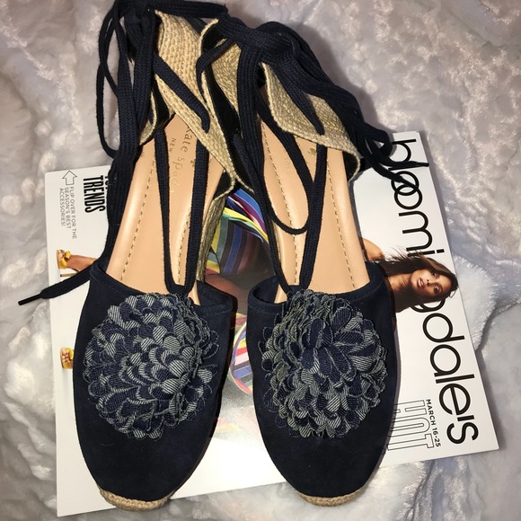 kate spade Shoes - Kate Spade NY Lafayette Navy Suede Lace Up Wedge